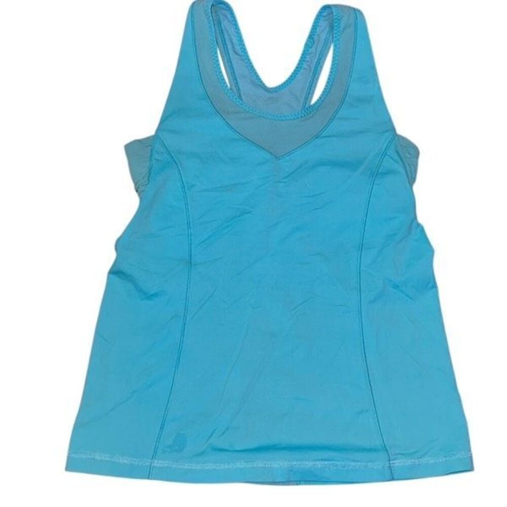 Lululemon Turquoise Racer Back Tank Built in Bra Size 6 Flawed